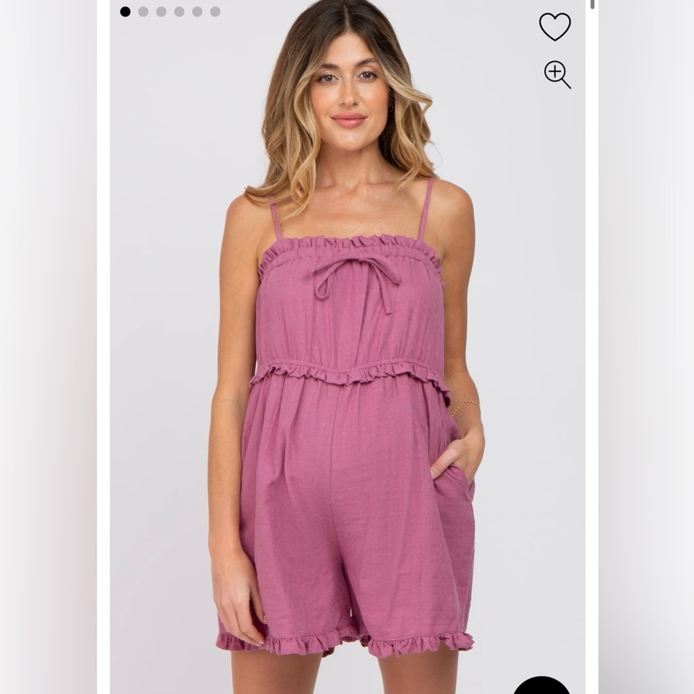 PINKBLUSH Brand New Magenta Ruffle Accent Maternity Romper - size small
